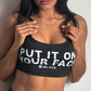 Women's Black Cotton Tank Top With Company Slogan